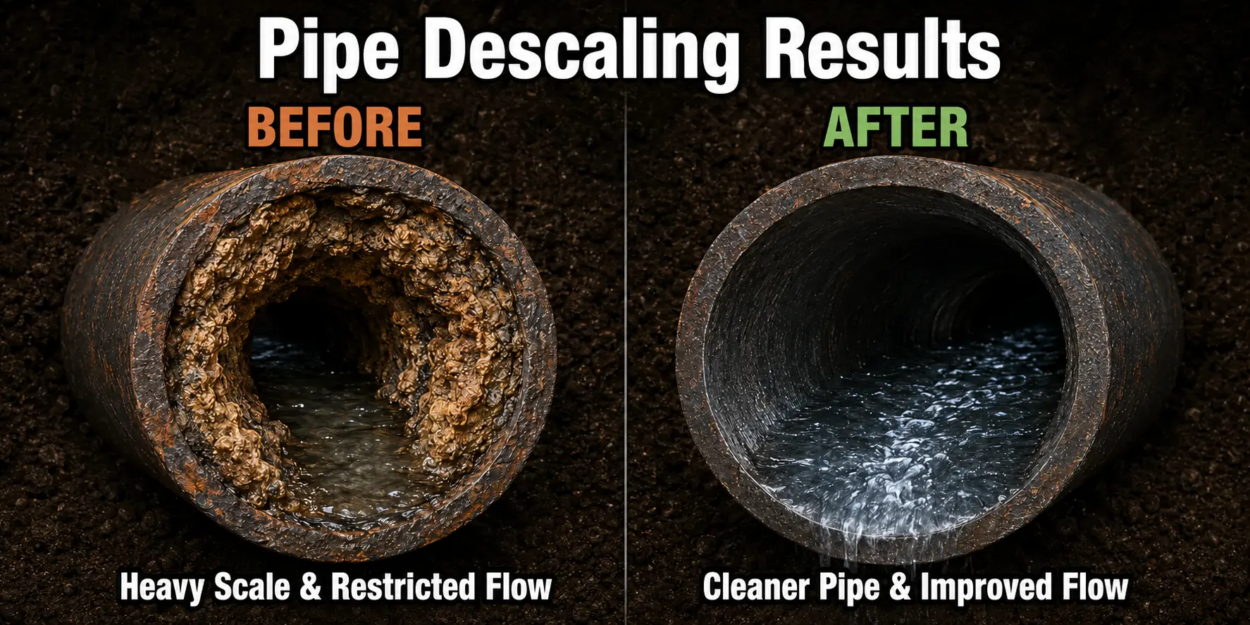 Stafford County Virginia Pipe Descaling Before After